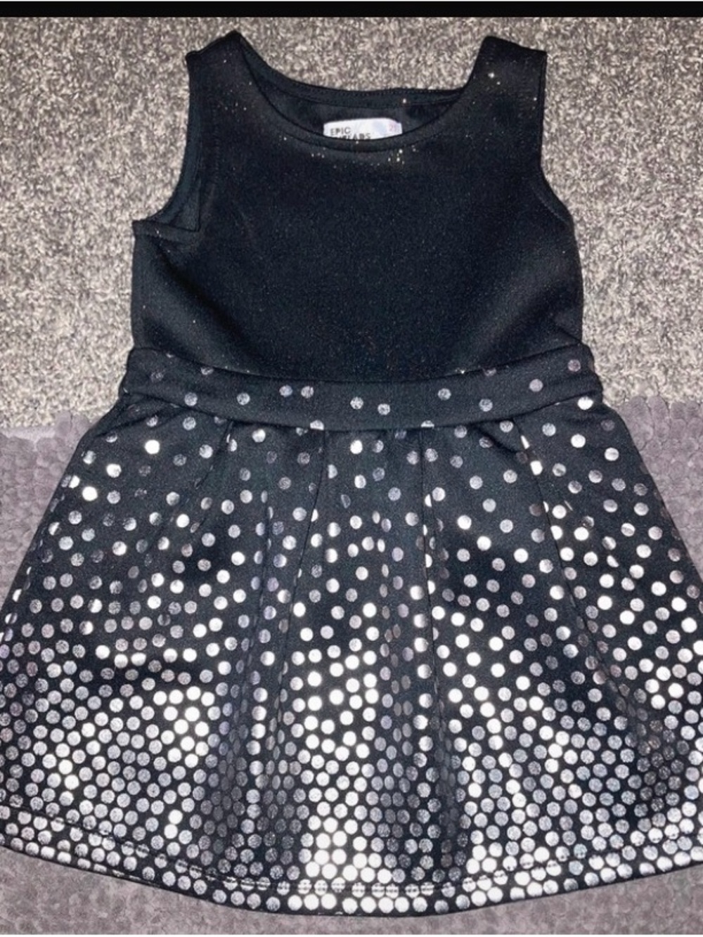 Epic Threads Black Dress with Silver Glitter Dot Skirt